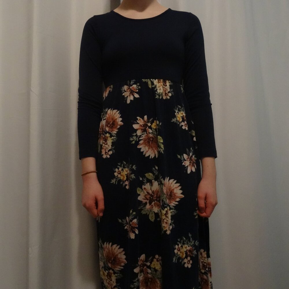 girl's long sleeve floral dress